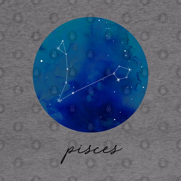 Pisces Watercolor Zodiac Constellation by aterkaderk